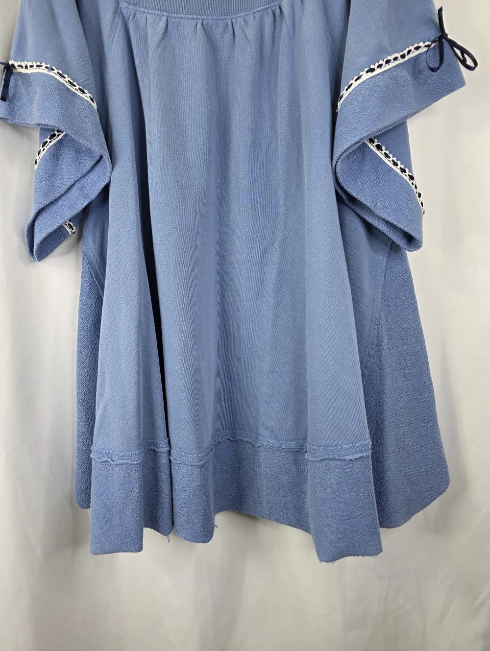 New Free People Astoria Sweatshirt Tunic Dress Oversized Ribbon Lace Cotton M - Picture 4 of 16